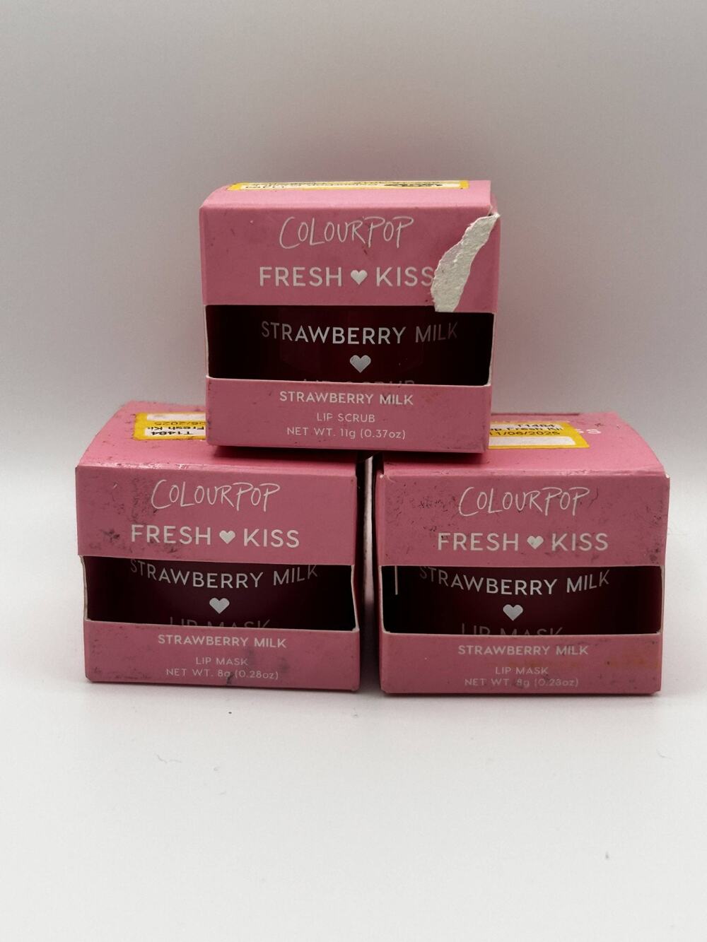 ColourPop Fresh Kiss Lip Mask & Lip Scrub Strawberry Milk Imperfect Boxes